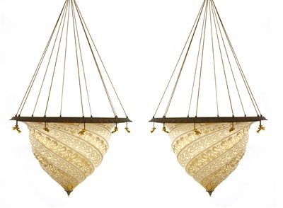 Lot 441 - A pair of Fortuny Venetian glass ceiling light shades