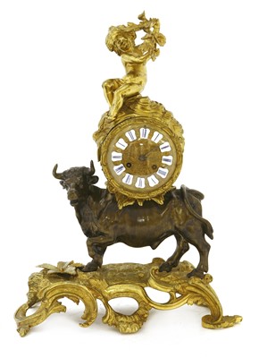 Lot 820 - A French bronze and gilt bronze drum mantel clock