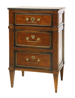 Lot 764 - A French mahogany narrow chest of drawers