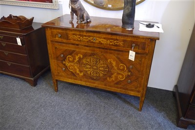 Lot 377 - An Italian walnut and inlaid commode chest