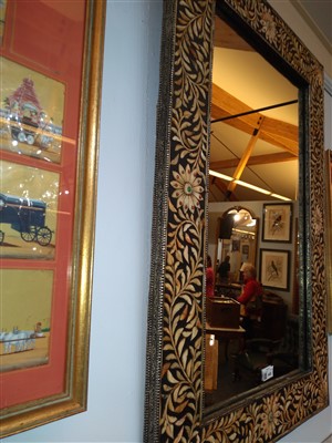 Lot 445 - A Moroccan bone inset wall mirror