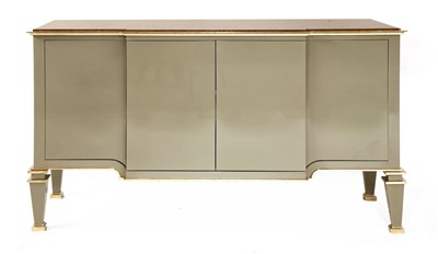 Lot 425 - A contemporary grey-lacquered breakfront sideboard