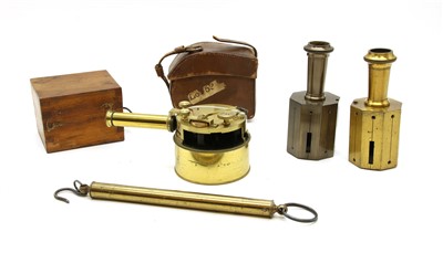 Lot 156 - A 19th century brass box sextant