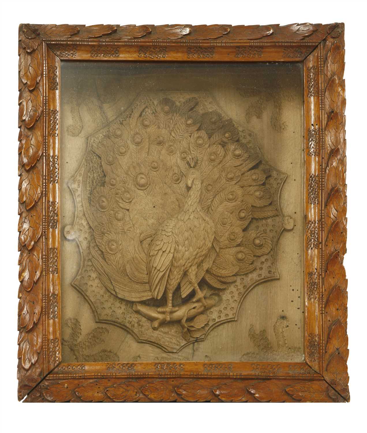 Lot 431 - A limewood(?) carving of a peacock