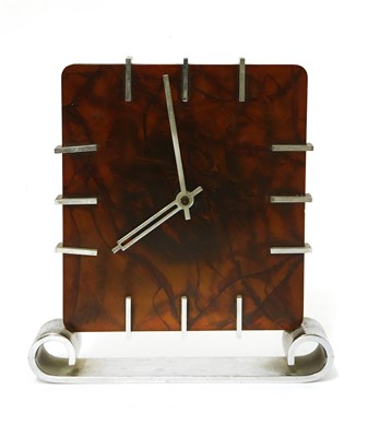 Lot 90 - An Art Deco chrome and phenolic Bakelite desk clock