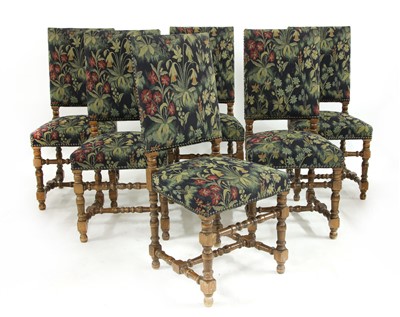 Lot 372 - Six 17th century style oak dining chairs