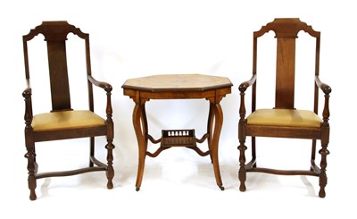 Lot 326 - A large pair of splat back mahogany armchairs