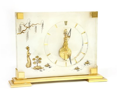 Lot 172 - A Jaeger LeCoultre eight day skeleton mantel clock