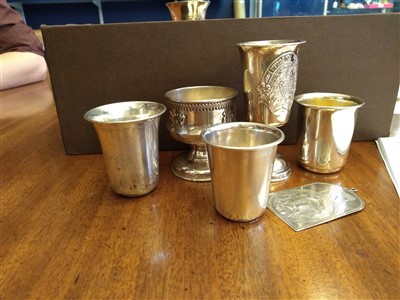 Lot 116 - A collection of silver and silver plated Judaica items