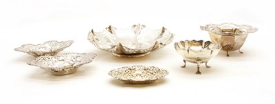 Lot 138 - A collection of six silver pierced dishes