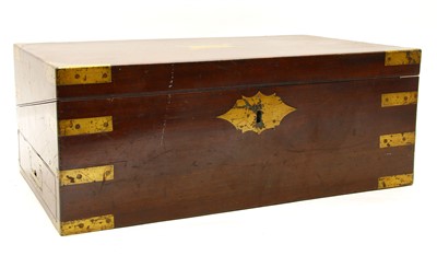 Lot 158 - A 19th century brass bound mahogany campaign writing slope