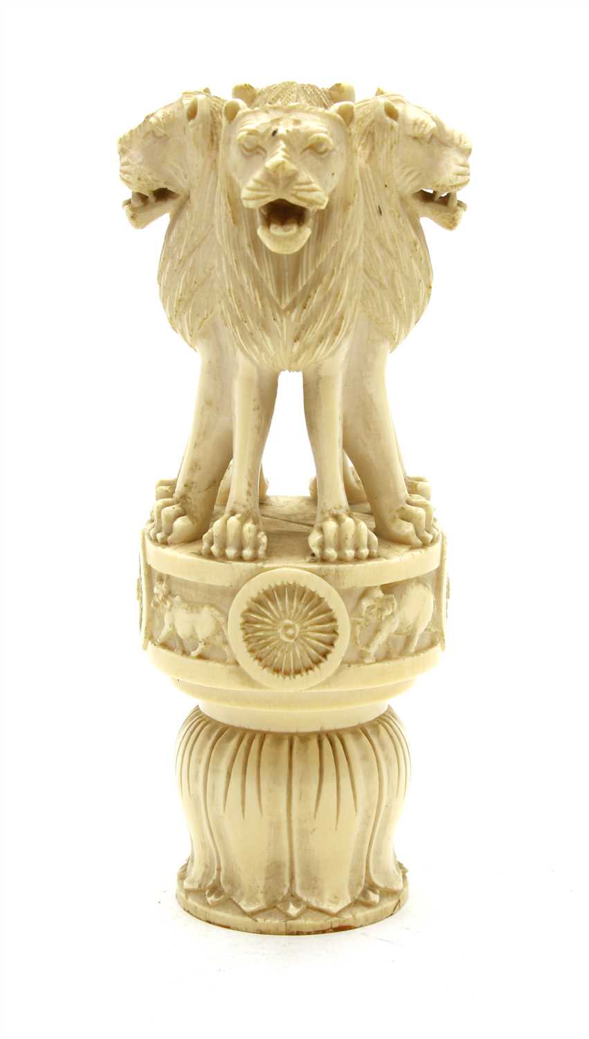 Lot 159 - A late 19th century Indian carved ivory finial