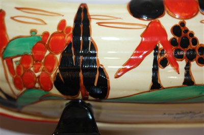 Lot 126 - A Clarice Cliff 'Red Trees and House' Viking boat centrepiece