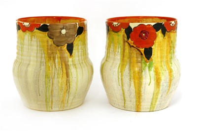 Lot 136 - A pair of Clarice Cliff 'Lydiat' vases