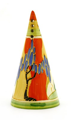 Lot 157 - A Clarice Cliff 'Windbells' conical sugar sifter