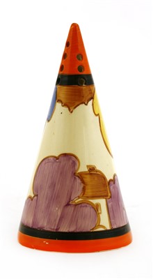 Lot 156 - A Clarice Cliff 'Autumn' conical sugar sifter
