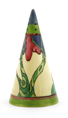 Lot 155 - A Clarice Cliff 'Rudyard' conical sugar sifter