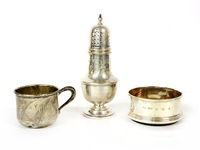 Lot 102 - A silver sifter with pierced cover