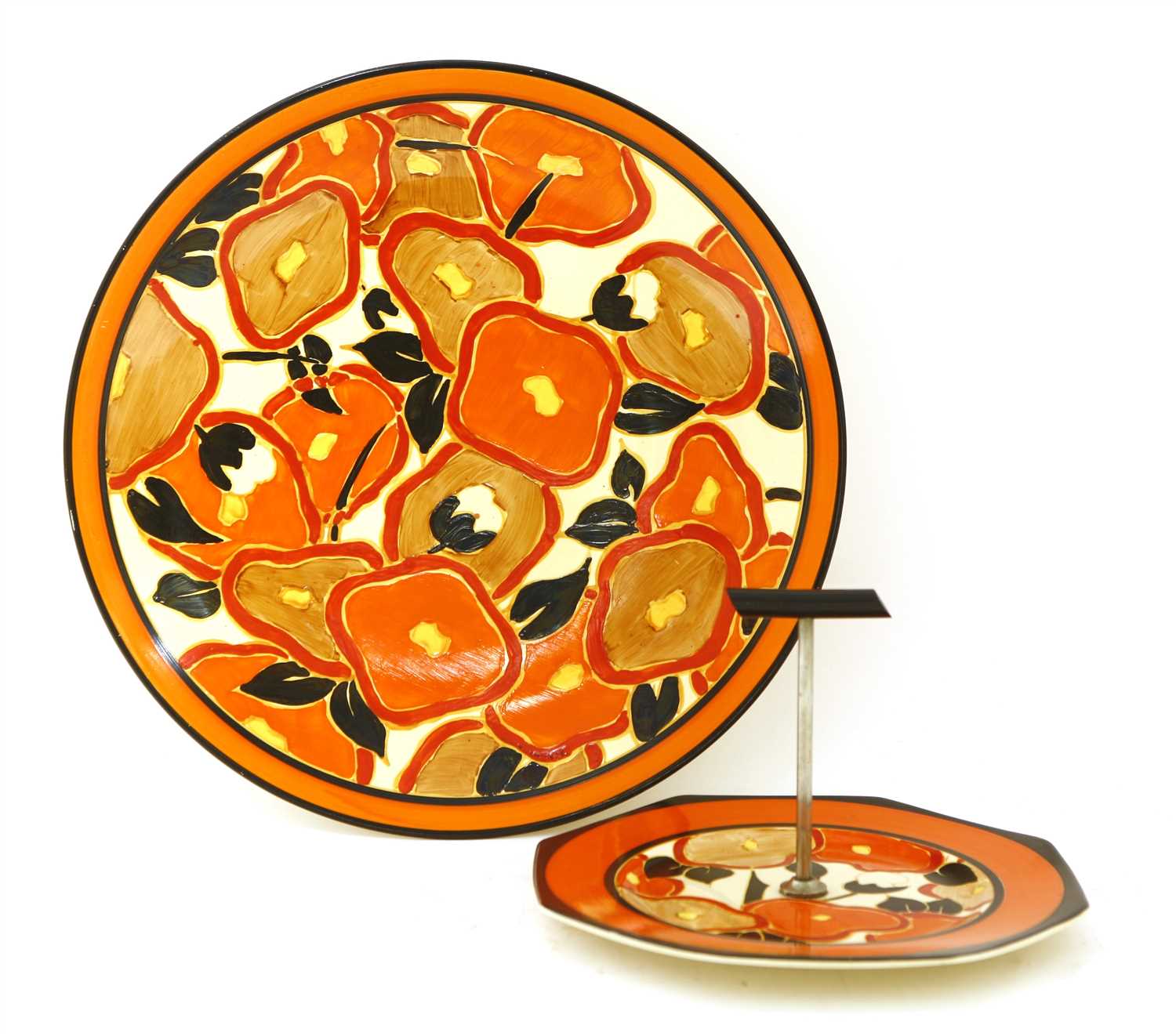 Lot 158 - A Clarice Cliff 'Orange Chintz' wall charger