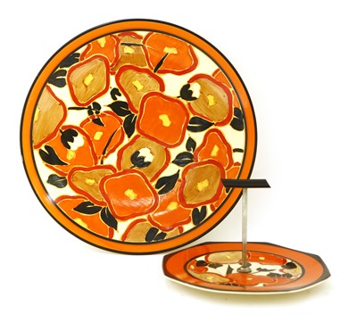Lot 158 - A Clarice Cliff 'Orange Chintz' wall charger