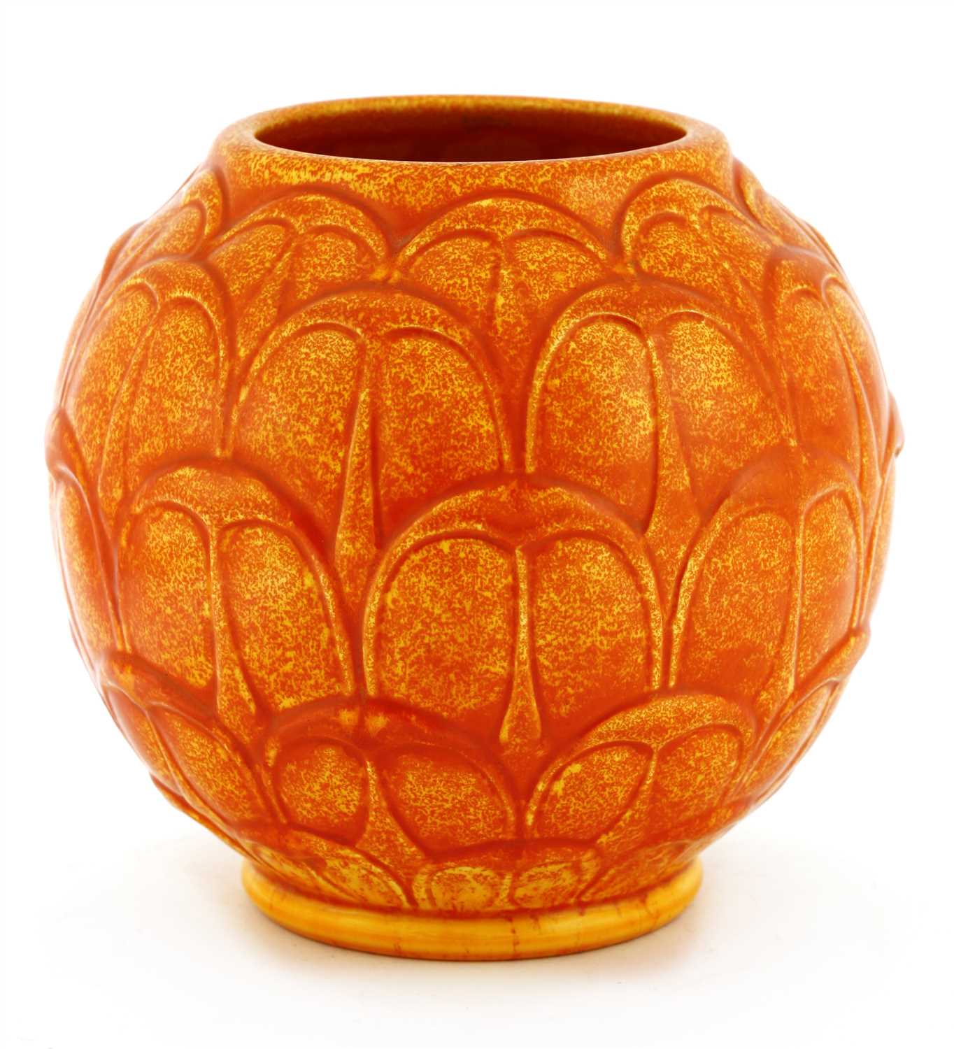 Lot 42 - A Pilkington Lancastrian orange artichoke vase
