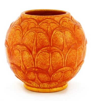 Lot 42 - A Pilkington Lancastrian orange artichoke vase