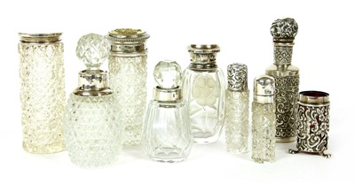 Lot 64 - Silver and glass scent bottles