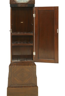 Lot 300 - An Art Deco Macassar veneered cocktail cabinet longcase clock