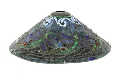 Lot 248 - A Tiffany style faux stained glass lampshade
