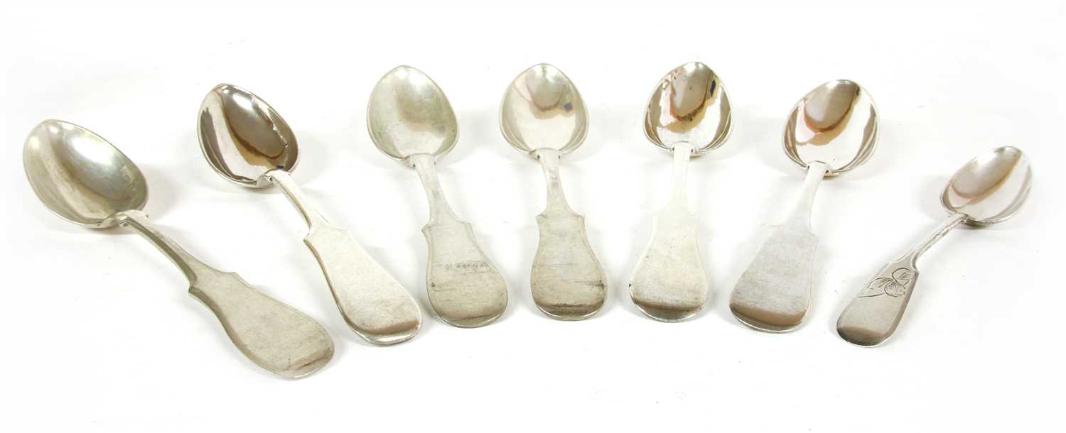 Lot 50 - A set of three late 19th/early 20th century Russian silver table spoons
