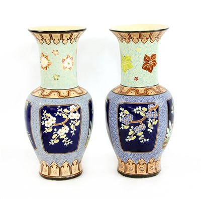 Lot 164 - A large pair of Japanese vases