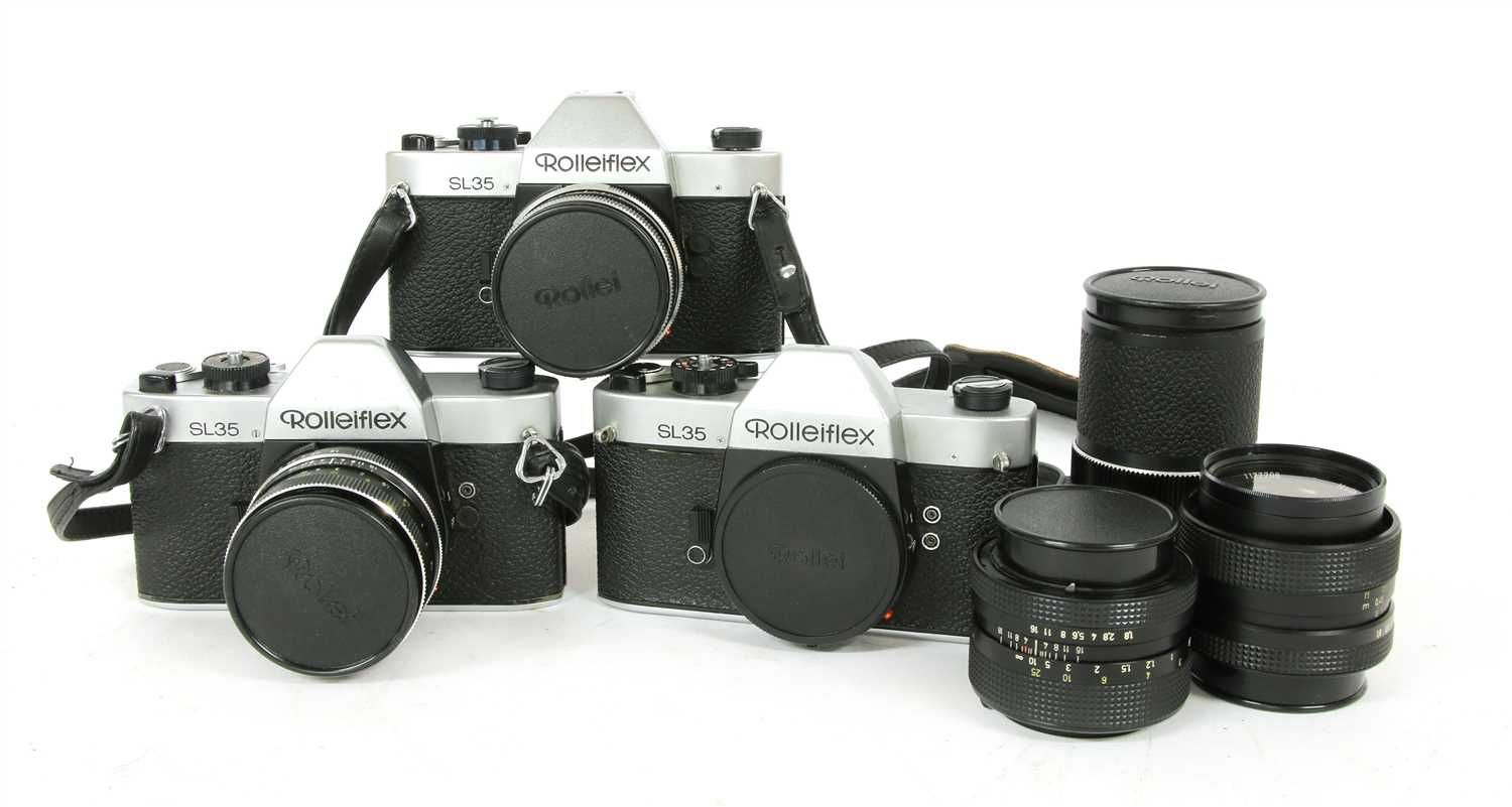 Lot 210 - A group of three Rolleiflex SL35 camera bodies