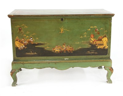 Lot 697 - A 19th century green lacquered box on stand