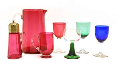 Lot 290 - A collection of cranberry glass items