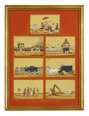 Lot 233A - A set of seven Indian gouache on mica studies