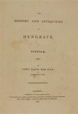 Lot 50 - SUFFOLK: Gage, John: 1- The History and Antiquities of Suffolk Thingoe Hundred