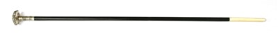 Lot 396 - A Japanese ivory, silver and ebony walking stick
