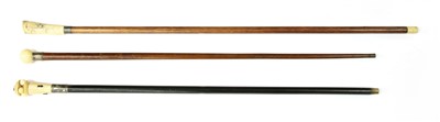 Lot 396 - A Japanese ivory and hardwood walking stick