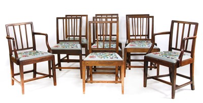 Lot 618 - A set of nine George III mahogany dining chairs