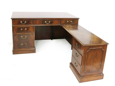 Lot 684 - A reproduction mahogany pedestal desk