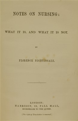 Lot 281 - NIGHTINGALE, Florence: Notes on nursing: what it is, and what it is not