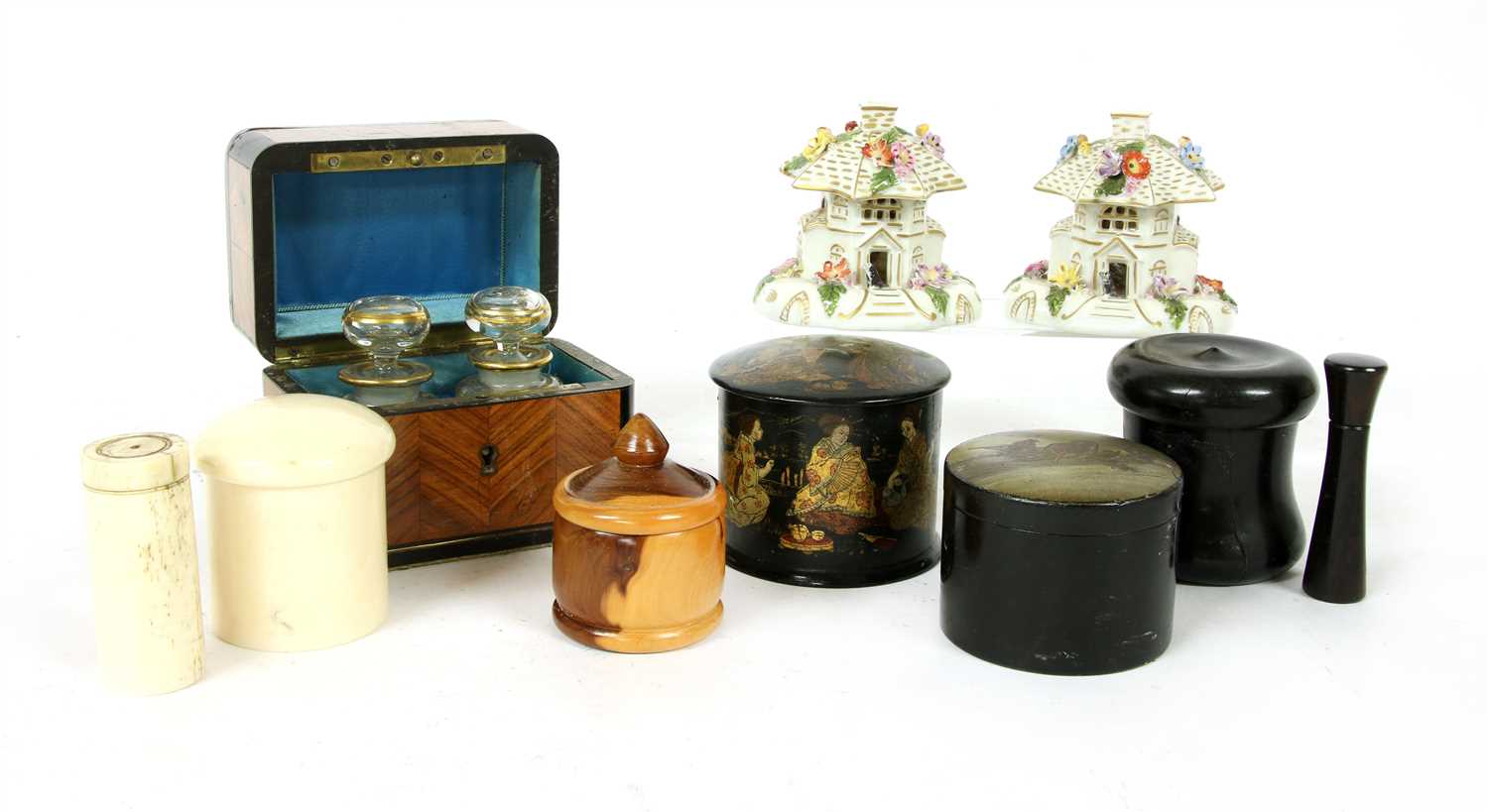 Lot 202 - Sundries including a Victorian inlaid ivory
