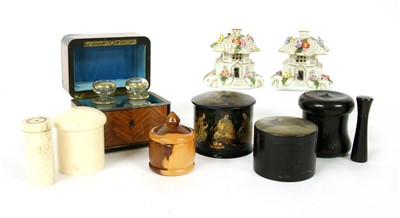 Lot 202 - Sundries including a Victorian inlaid ivory