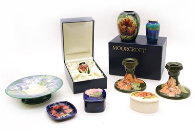 Lot 154 - A collection of eight pieces of Moorcroft