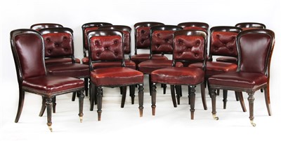 Lot 675 - Eleven Victorian mahogany single dining chairs