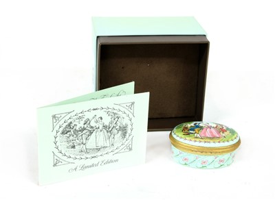 Lot 120 - A limited edition Halcyon days 'Minuet' Bilston enamel musical box