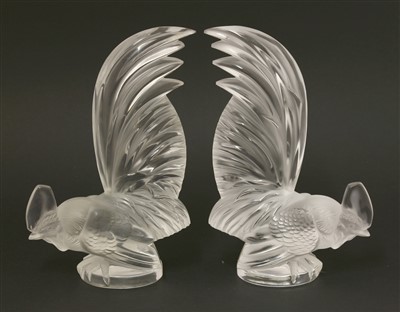 Lot 283 - Two Lalique 'Coq Nain' glass car mascots