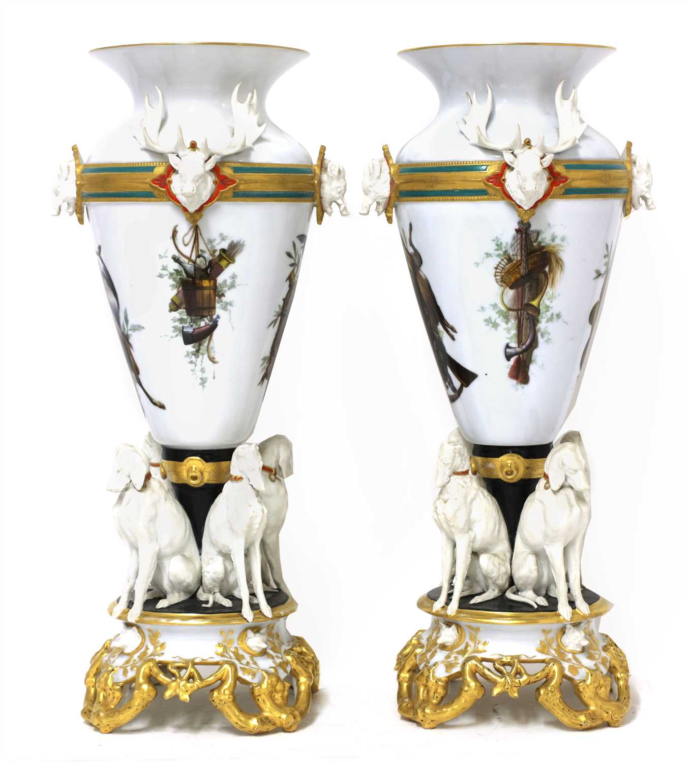 Lot 186 - A pair of German pottery vases