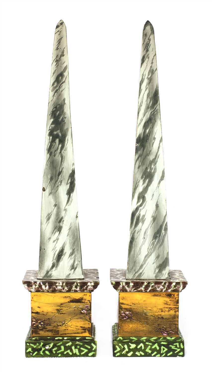 Lot 264 - A pair of pearlware obelisks