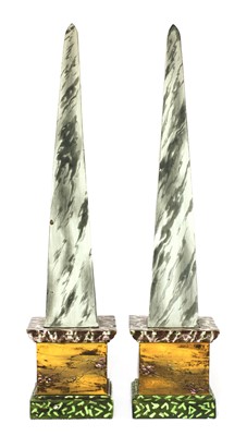 Lot 264 - A pair of pearlware obelisks